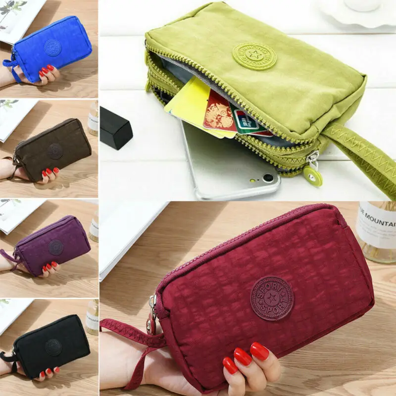 

Ladies Small Multi Pocket Canvas Style Clutch Women's Satchel Bag Purse Wallet /BL1