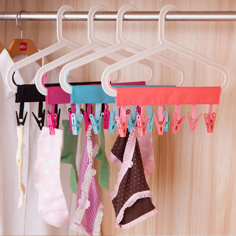 

1 pcs Clothes Rack Drying Cloth Hanger Socks Drying Racks Multifunction Portable Travel Supplies Foldable Cloth Hanger Clips