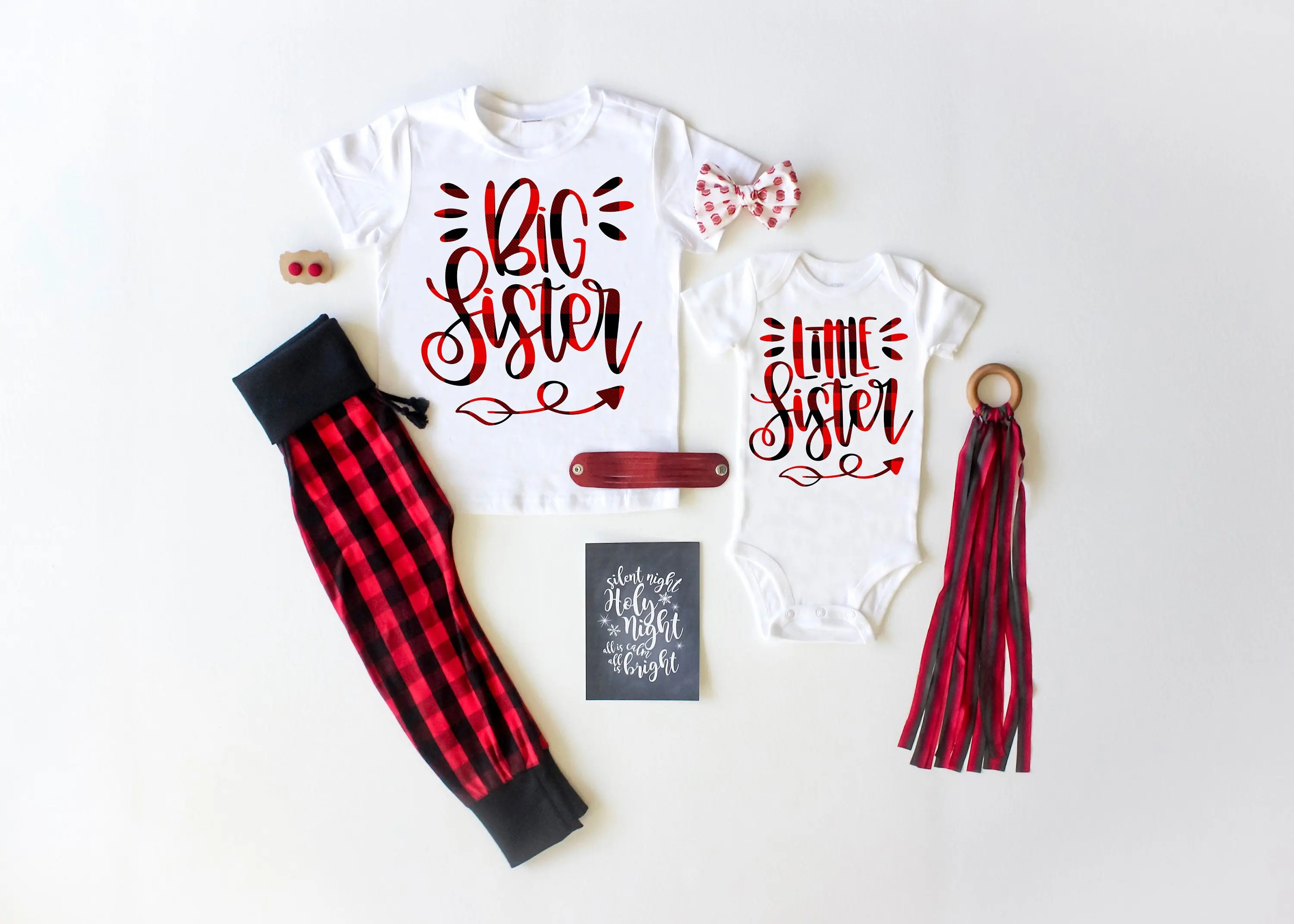 Conjunto de ropa a juego para hermana mayor y hermano peque&ntilde;o, Camiseta estampada de cuadros de B&uacute;falo, conjunto de ropa familiar, 1 ud.-2