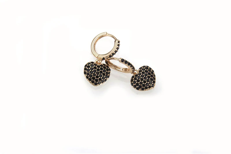 gold -black SUNSLL золотой цвет медный кубический цирконий любовь сердце кулон серьги-кольца женские модные вечерние ювелирные изделия CZ FELHEADO Brincos - Окраска металла: gold -black