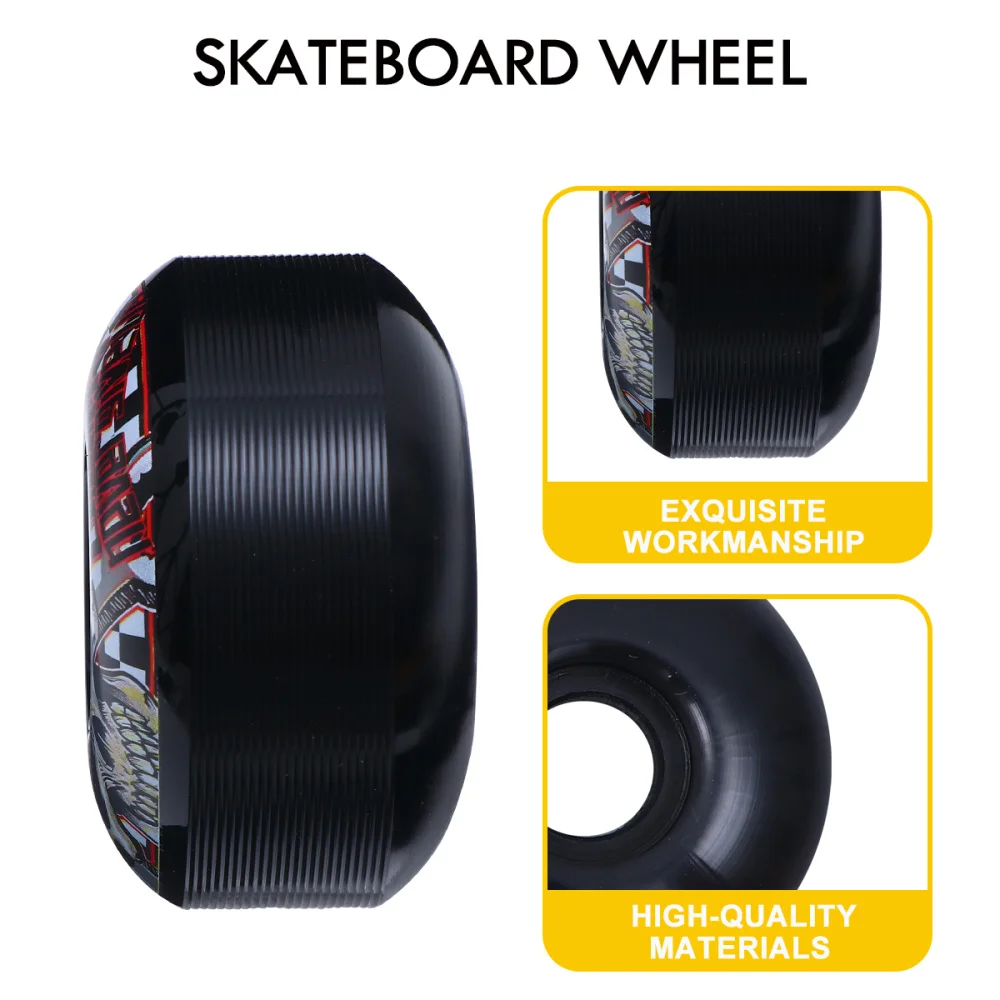 

4pcs Pattern Skatboard Wheel High Hardness PU Wheel Hub Assorted Color