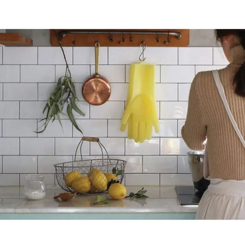 2 в 1 волшебные перчатки для мытья посуды из силиконовой резины Экологичная губка