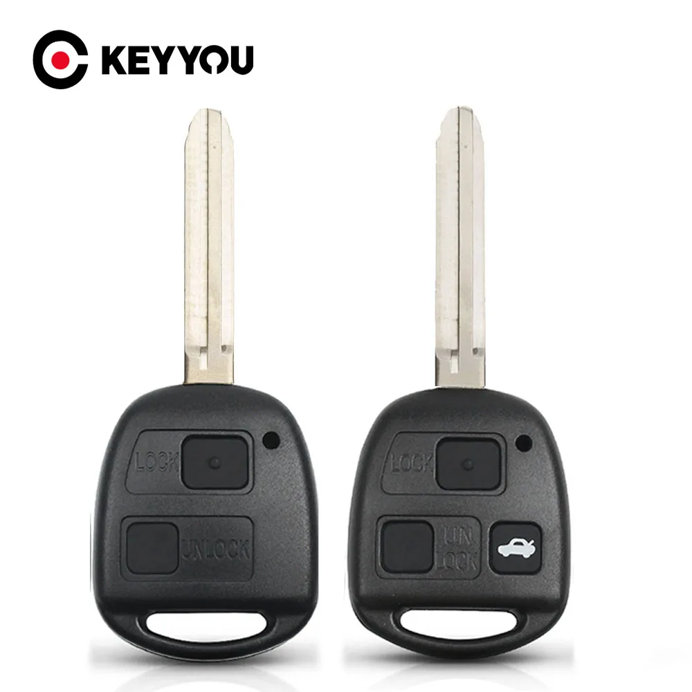 Чехол для автомобильного ключа KEYYOU 2/3 BTN Toyota Yaris Prado Tarago Camry Corolla TOY43 Blade с резиновыми