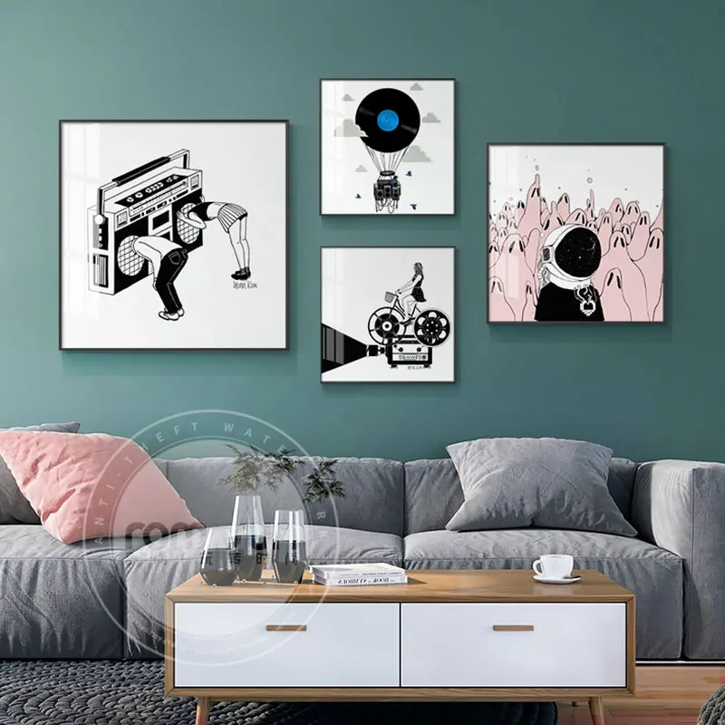 

Vintage Record Tape Guitar Records Wall Art Canvas Painting Nordic Poster And Prints Wall Pictures For Living Room Home Decor