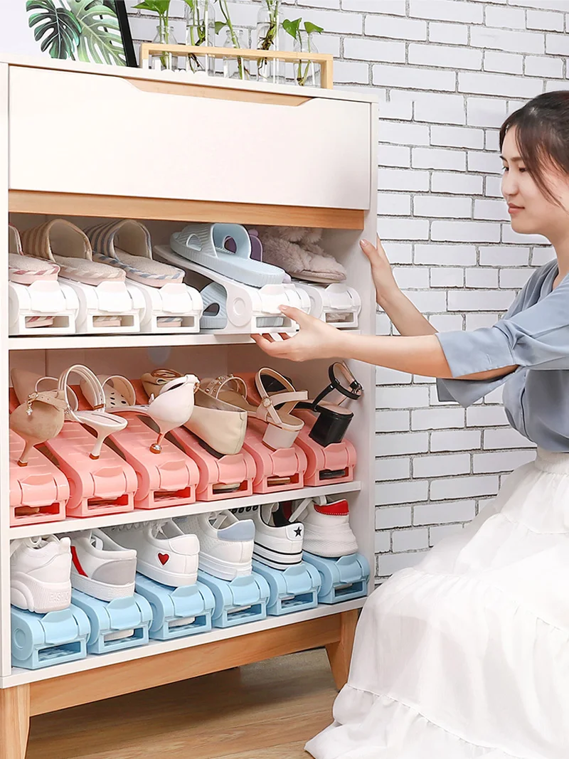 Двойной держатель для шкафа органайзер с 4 регулируемыми отделениями обуви | Дом