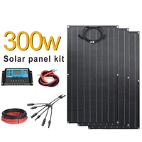 300w solar panel kit for home outdoor camping 100w flexible panel solar charger for 12v battery solar system for beginner