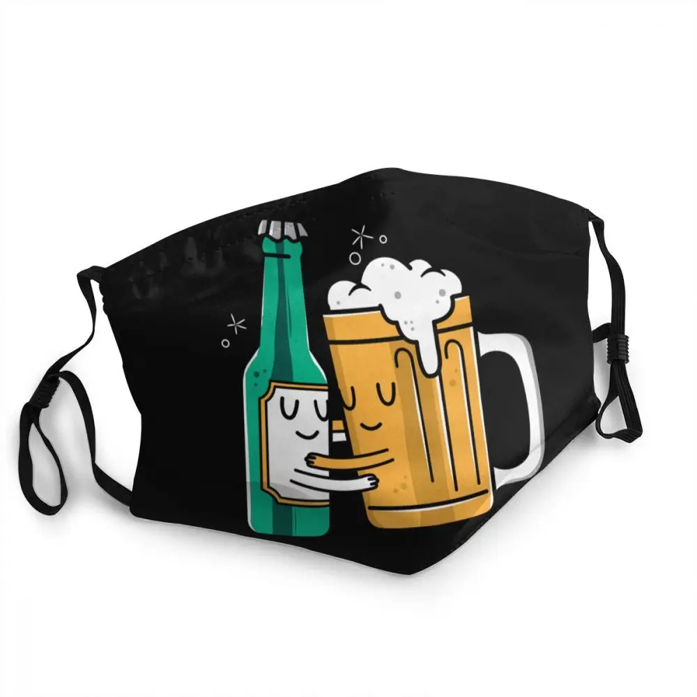

Funny Beer Hug Reusable Face Mask Unisex Love Alcohol Anti Haze Dustproof Protection Cover Respirator Mouth Muffle