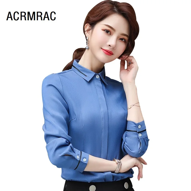 Women shirt Slim autumn  Long sleeve Turn-down Collar OL Formal Business Blouses & Shirts Woman 002