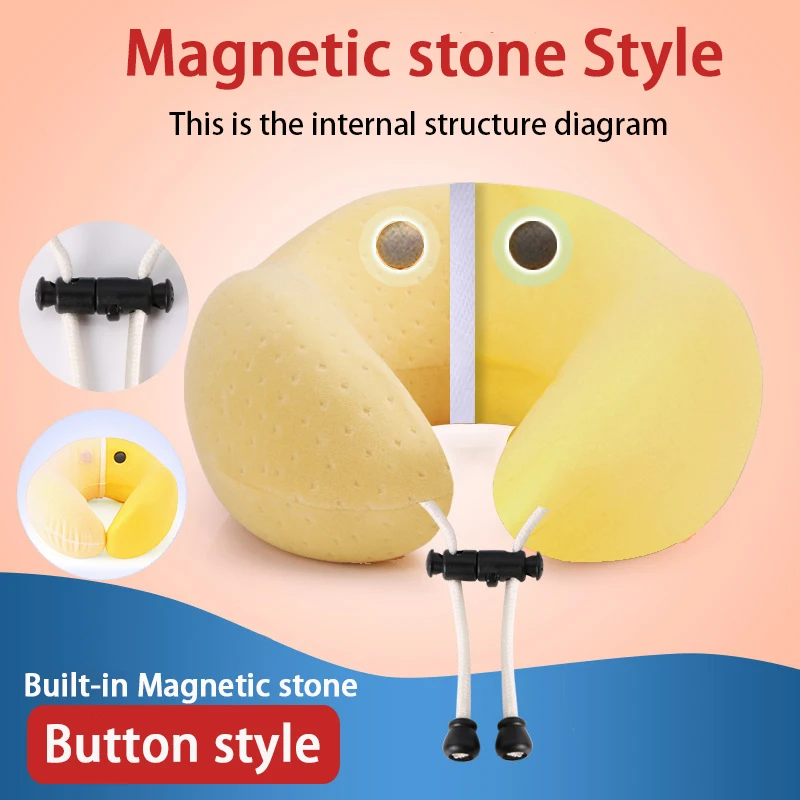 Magnetic stone style U-образная подушка для путешествий с эффектом памяти, ортопедические массажный эффект для шеи, подушка для офисного самолета, Подушка для сна, подушка для здоровья шейки - Цвет: Magnetic stone style