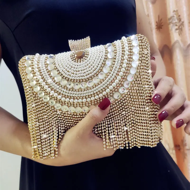 

Dinner Bag 2021 Pearl bag evening dress new style debutante clutch Tassel bag