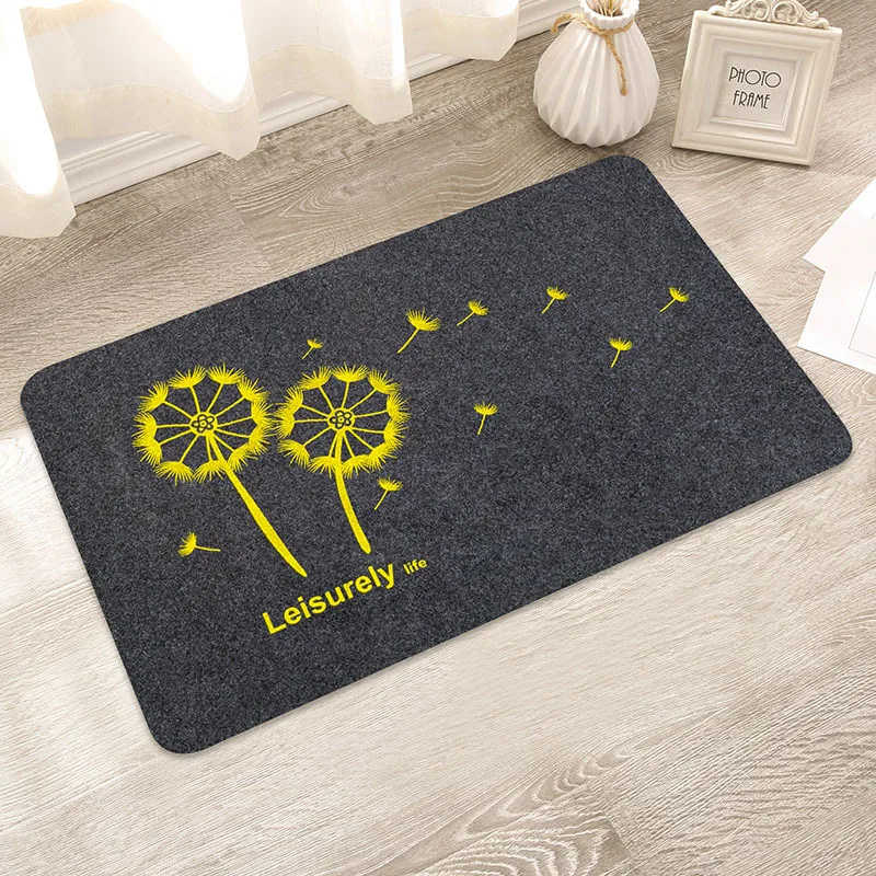 

Black Entrance Doormat TPR Rubber Bathroom Kitchen Area Rugs Non-Slip Welcome Mat Mud-removing Sand-stripping Plant Floor Carpet