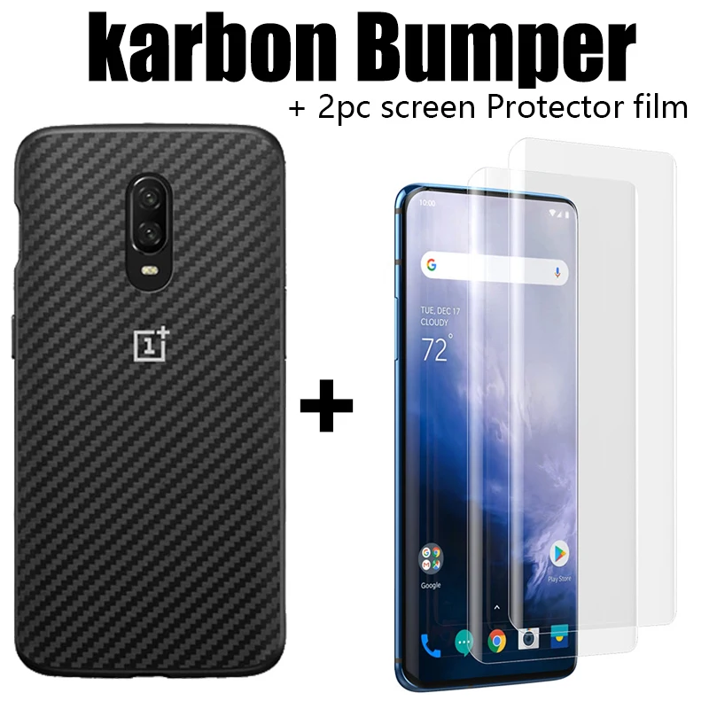 Karbon Bumper От Oneplus 7T Pro Чехол Oneplus официальный защитный чехол нейлоновый бампер песчаник чехол one plus 7T Pro 7T 7 Pro 6T - Цвет: Karbon Bumper