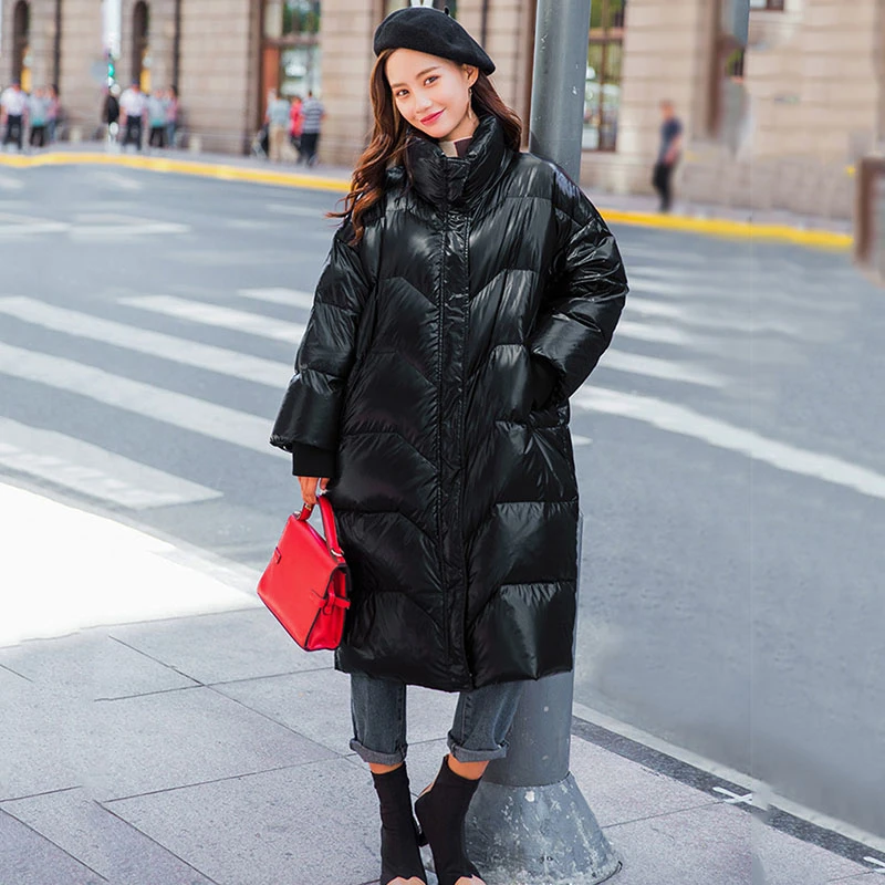 Верхнее пуховое пальто зимнее женское длинное белое 2020 яркие зеленые черные