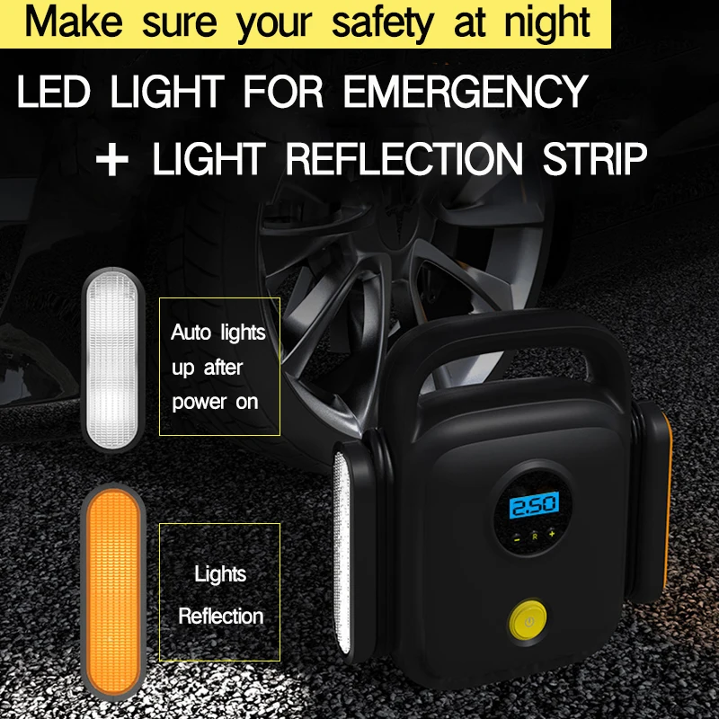 melhor Compressor De Ar Portátil Pneu Inflator Bomba De Ar Para Pneus De Carro Dc 12v Bomba De Pneu Com Luz Led Para Automóveis Moto Bicicleta