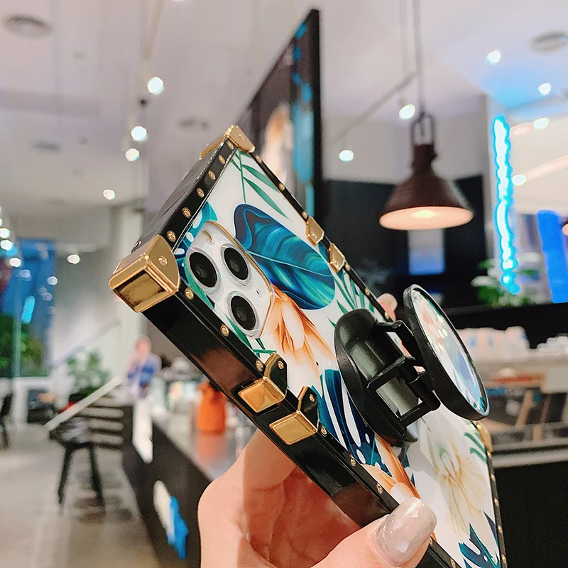 

Shockproof Case For iPhone 12 Pro 11 Pro Max XR XS Max X 7 8 Plus With Mobile Phone Holder Fashion Back Cover For Girls