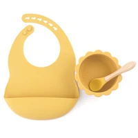 new cartoon lion bowl silicone bib wooden handle spoon combination baby feeding set gift for boys and girls bpa free