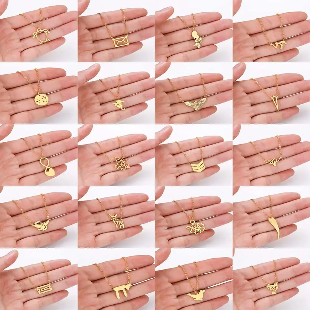 QIAMNI изысканный банан луна цветок сердце коробка с картой кулон ожерелье подарок