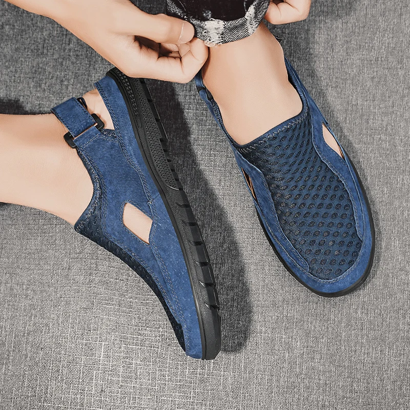 Genuine Leather Hiking Trekking Shoes Sneakers Men Non Slip Water Aqua Beach Outdoor Climbing Tactical Shoes Zapatillas Hombre