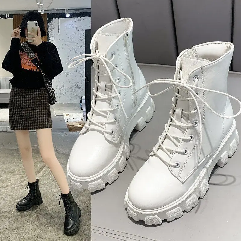 

New Thick-soled Genuine Leather Women's Boots Fashion Zipper Convenient Short Boots Autumn Winter Warm Casual Women's Work Boots