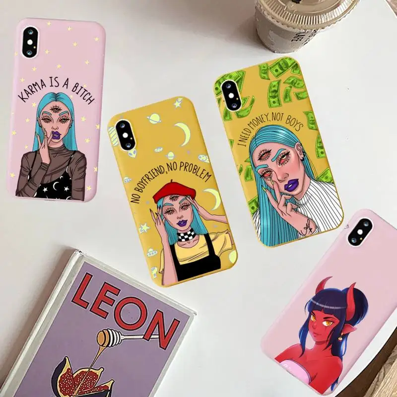 

Sexy Devil Woman Phone Case for iphone 13 12 mini 11 Pro Max X XS XR 7 8 6 6S Plus Solid Color Cases