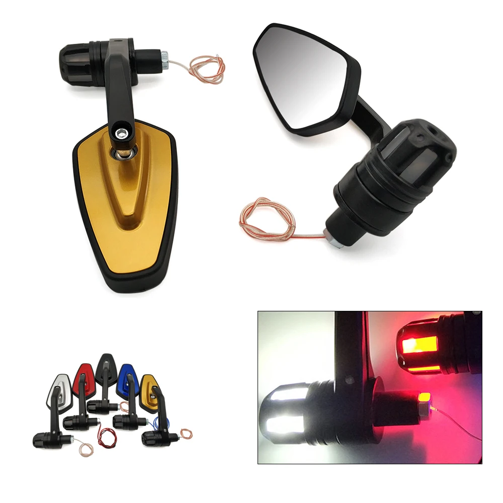 Мотоциклетное боковое зеркало светодиодная ручка Задние Зеркала светильник