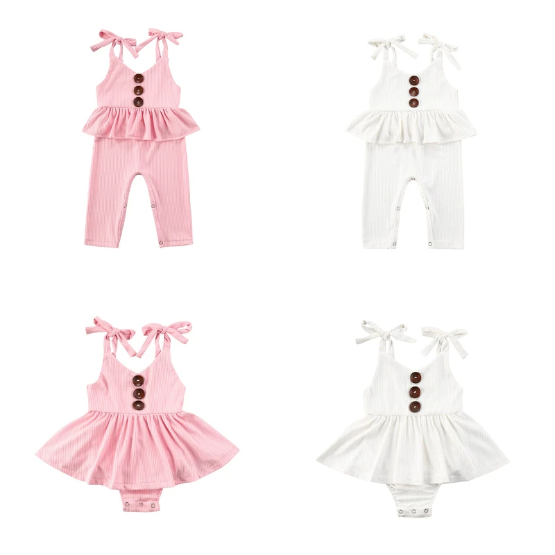 Хлопковый Летний комбинезон pudcoco на бретельках для новорожденных однотонный