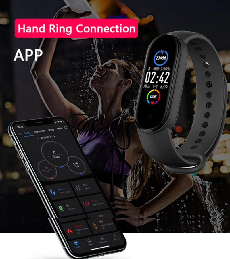 

M5 Smart Bracelet Men Fitness Smart Wristband Women Sports Tracker Smartwatch Play Music Bracelet M5 Band Smart Watches