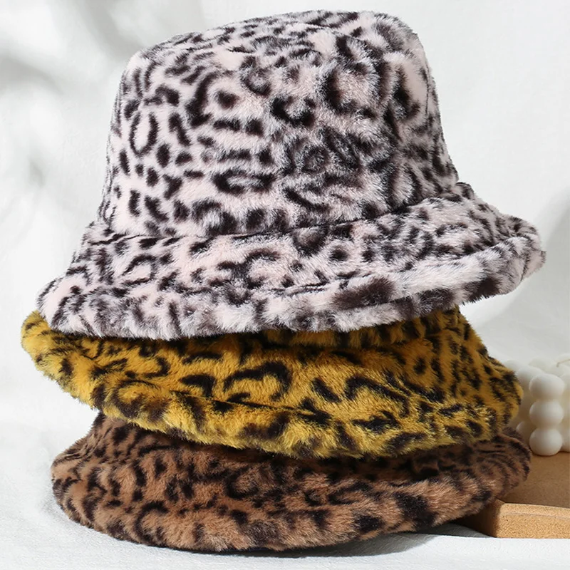 Женская зимняя Панама из искусственного меха с леопардовым принтом | Аксессуары