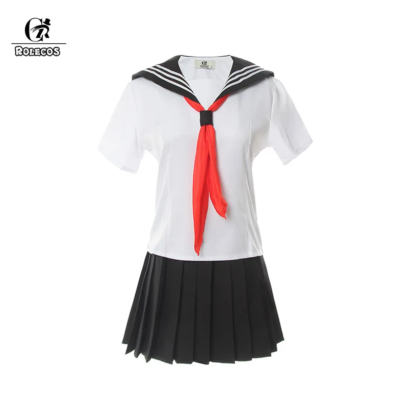 Женский костюм для косплея ROLECOS белая и темно синяя школьная форма с коротким