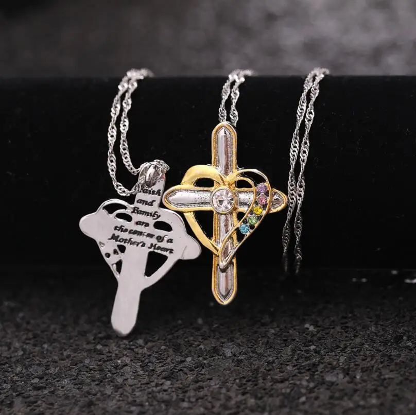 

New popular fashion heart-shaped cross color zircon women pendant Valentine's day romantic banquet charm jewelry gift wholesale