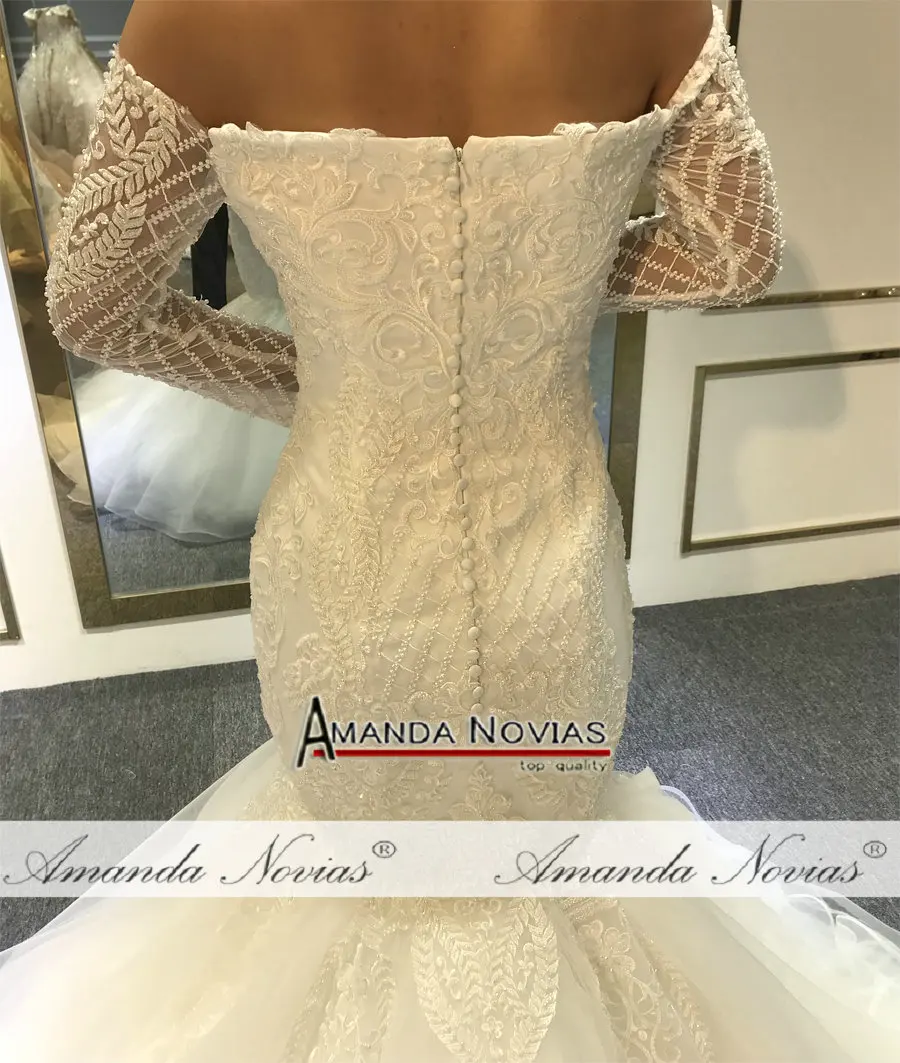 Vestido de noiva свадебное платье русалки с открытыми плечами свадебное с длинными рукавами платье