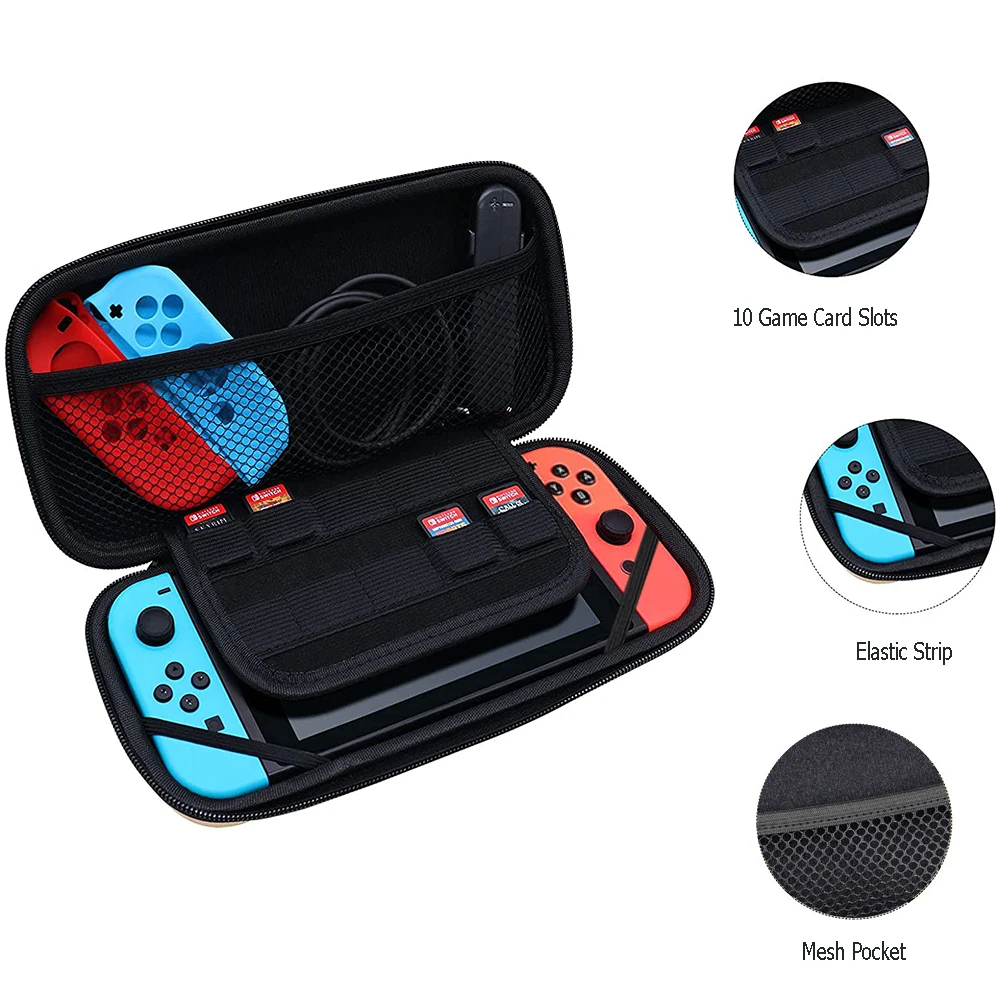 Чехол 7 в 1 NS для Nintendo Switch OLED модель 2021 с прозрачным защитным покрытием защита