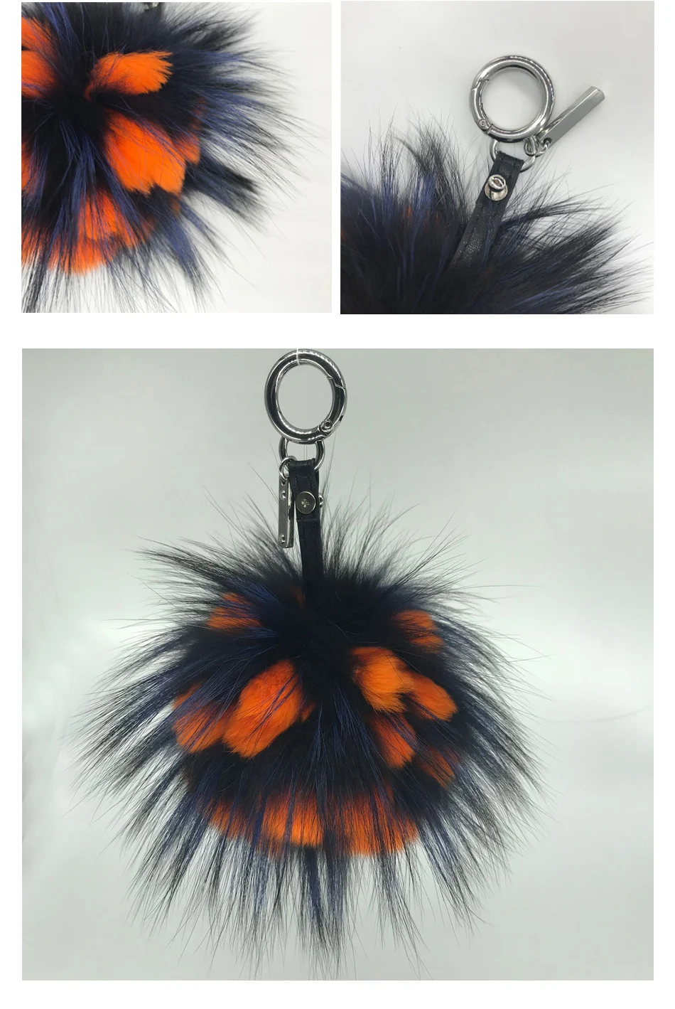 real fur Ananas Keychain Pineapple Strawberry Fruit Fox Fur Pom Poms Women Bag Monster Bag Charm Bugs Pompom Keychain rex rabbit