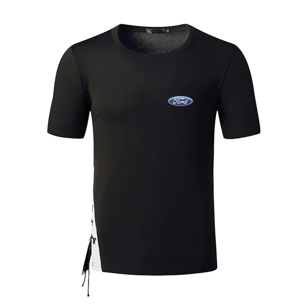 

2021 Spring and summer men's trendy brand FORD car logo personality printing short-sleeved wild round neck slim cotton top