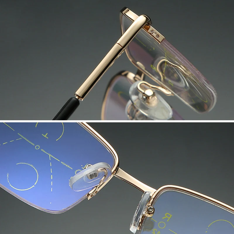 Прогрессивные многофокальные очки для чтения полуоправа анти синий светильник