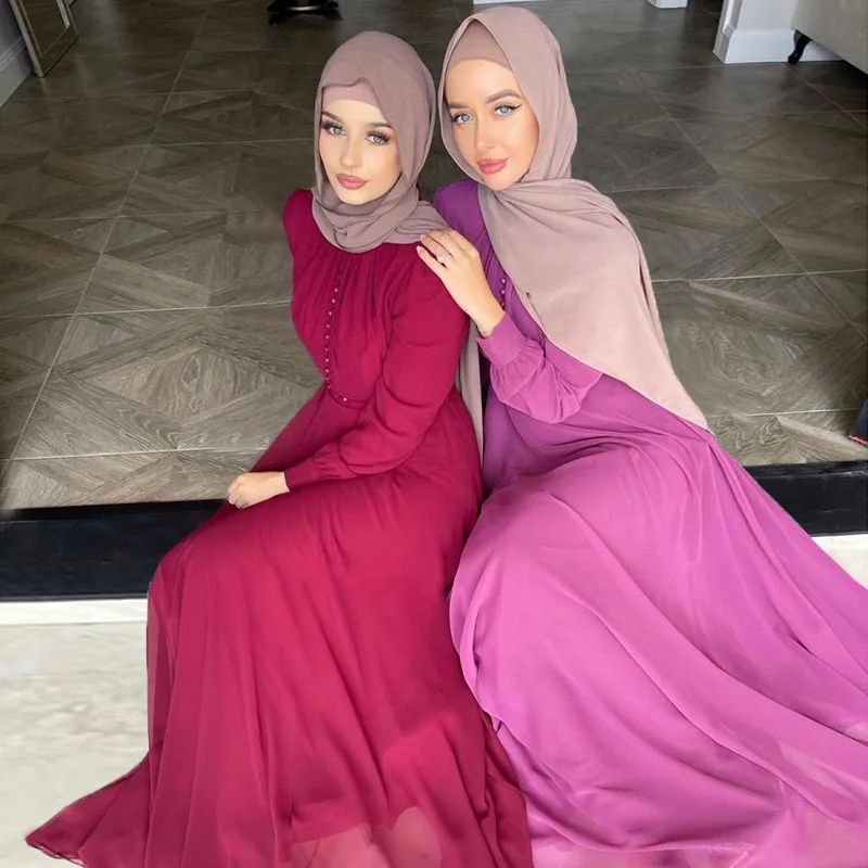 

Muslim Hijab Dress Abaya Dubai Chiffon Abayas for Women Turkish Dresses Arabic Islam Clothing Kaftan Robe Longue Femme Musulmane
