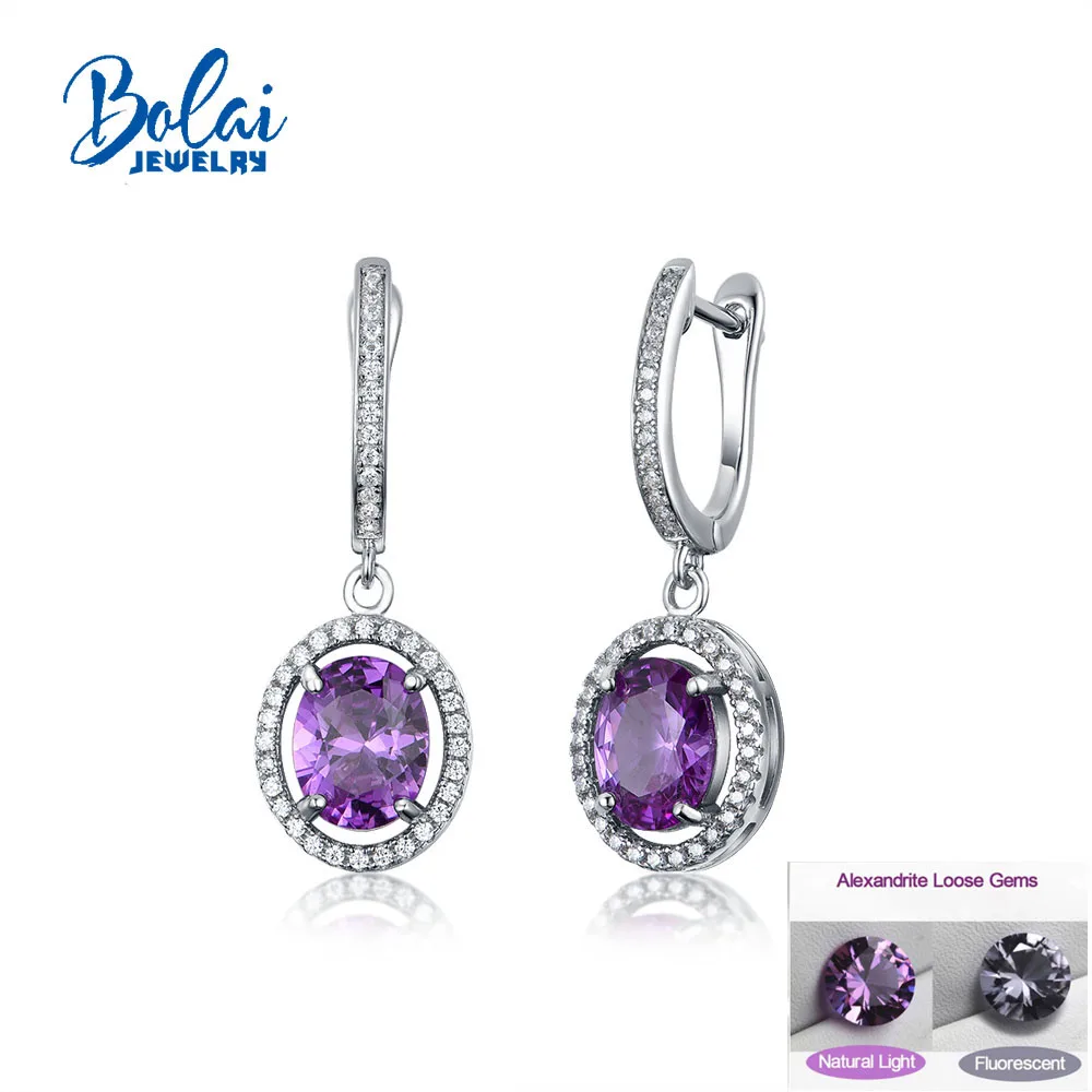Bolaijewelry 925 серебряная серьга овальной формы 7*9 мм драгоценный камень для изменения цвета элегантный дизайн