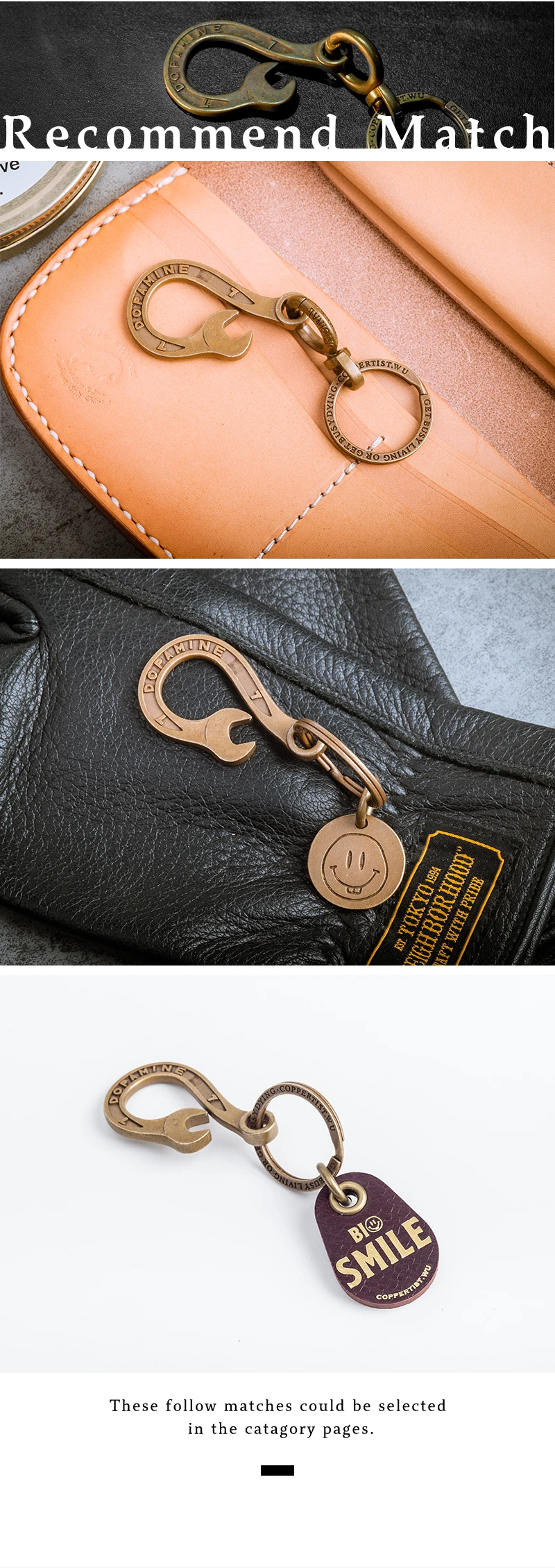 Coppertist. wu латунный ключ декоративный узор карабин гаечный ключ застежки коготь крюк брелок кулон-брелок для автомобиля