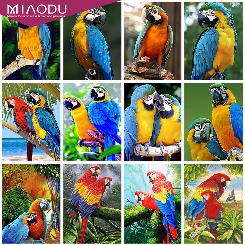 

Miaodu 5D Diamond Painting Birds Full Round Square Diamond Embroidered Animal Mosaic Rhinestone Picture Cross Stitch Kit