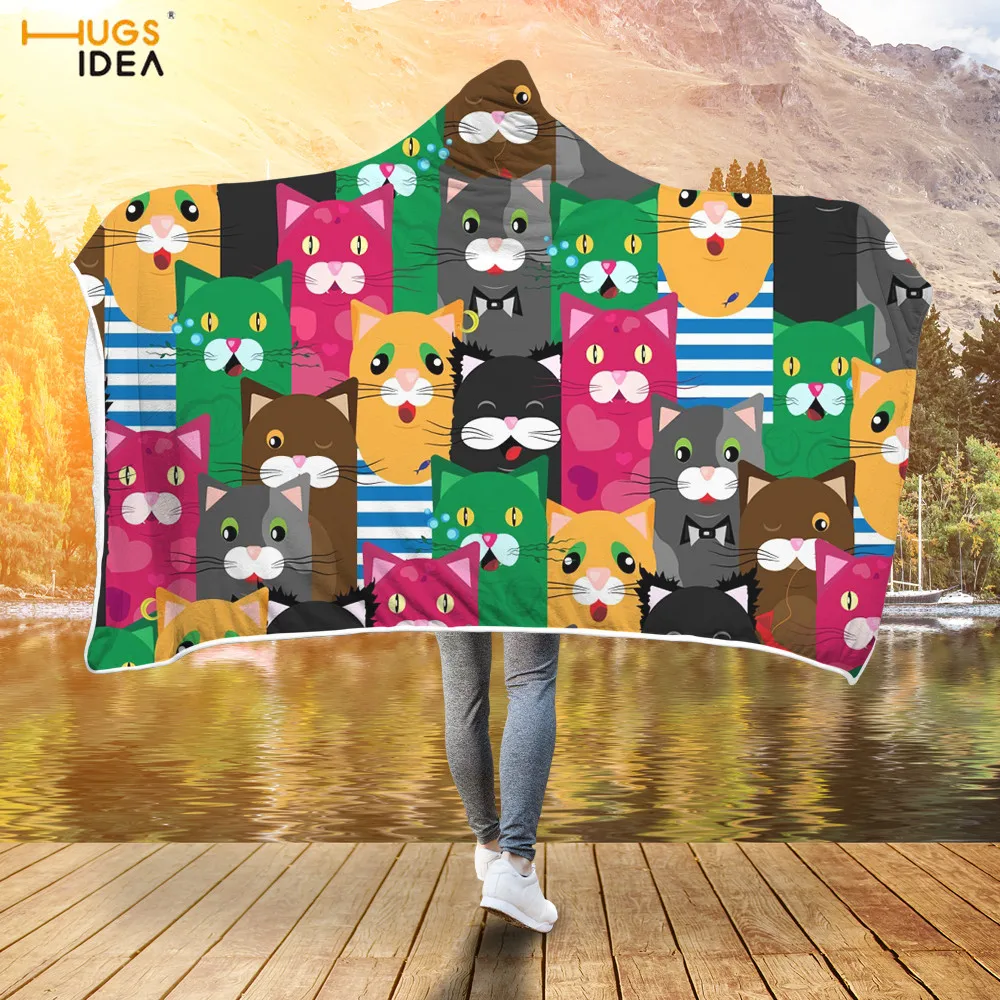 HUGSIDEA милый Кот вечерние узор фланелевый ночной комплект для детей Одеяло с
