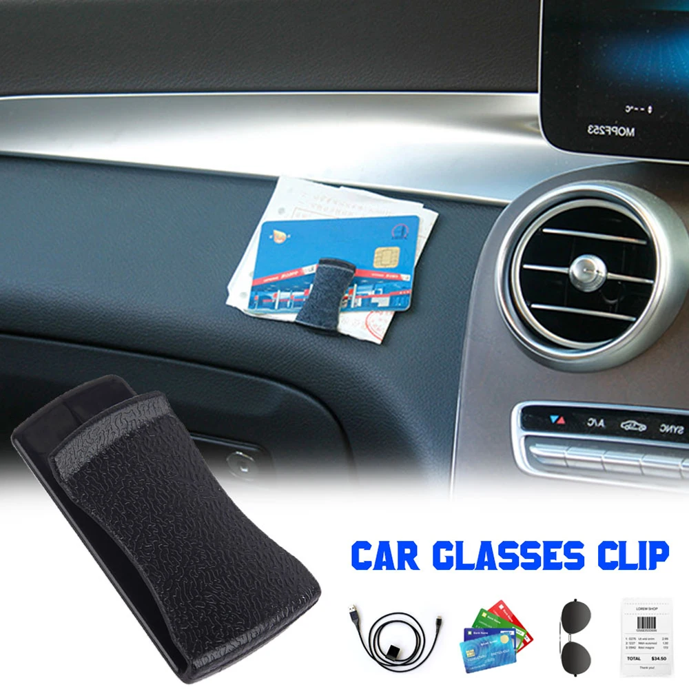 

2PCS Car Sunglasses Holder Card Glasses Ticket Hook Auto Car Clip Black Dashboard Door Self Adhesive Clips Car Stuff Interior