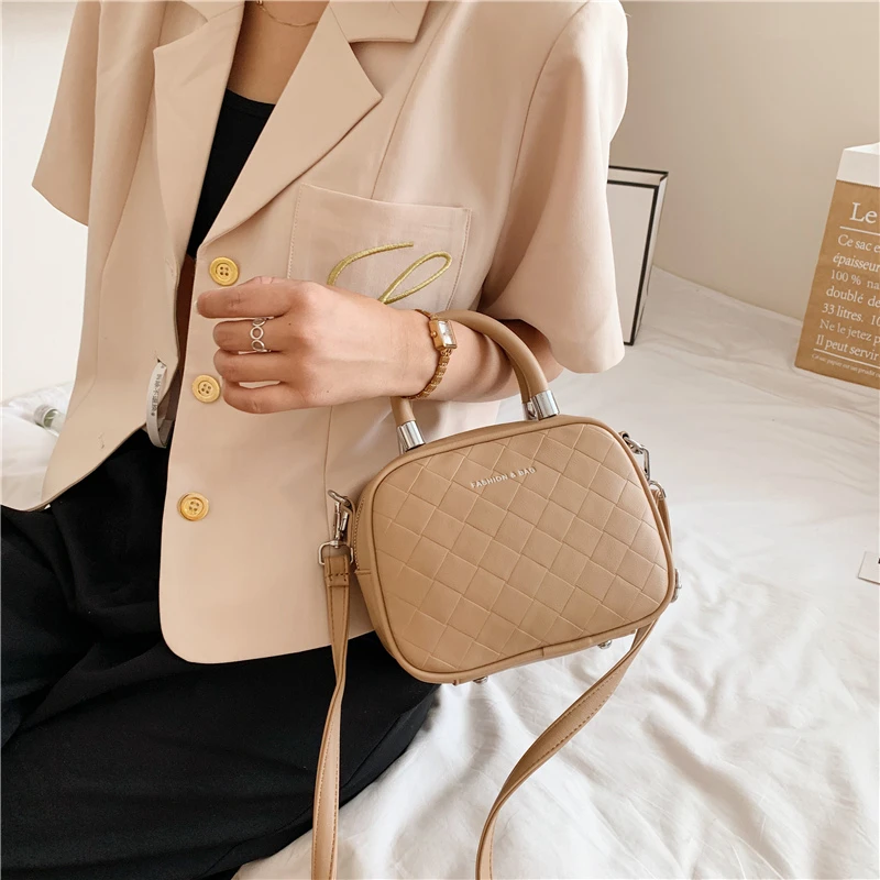 Высококачественные однотонные сумки через плечо из искусственной кожи для