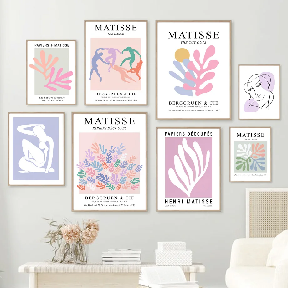 Абстрактная настенная живопись Матисса кораллового пастельного цвета