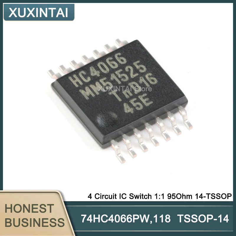 

Коммутатор схемы 100 шт./лот 74HC4066PW,118 74HC4066PW 4 1:1 95Ohm 14-TSSOP