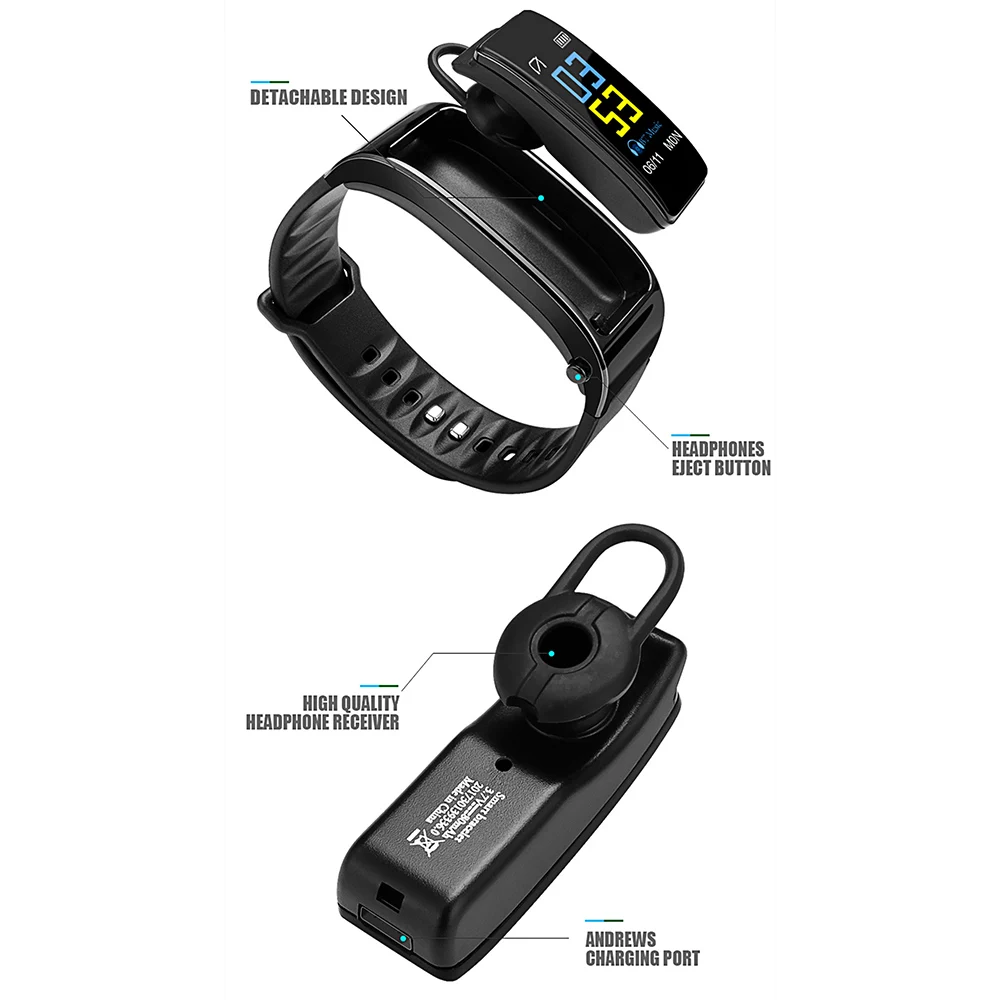 Y3 Plus Wireless Bluetooth earphone smart watch Health Tracker Pedometer Fitness Bracelet Smart Wristband Bluetooth headset enlarge