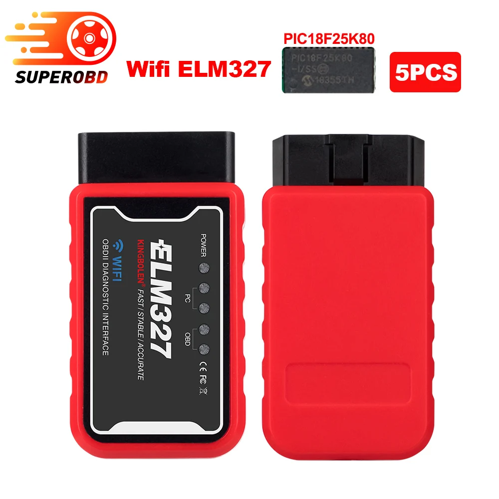 5 шт./лот ELM327 WiFi Bluetooth V1.5 PIC18F25K80 чип OBDII диагностический инструмент для IPhone/Android/PC ELM