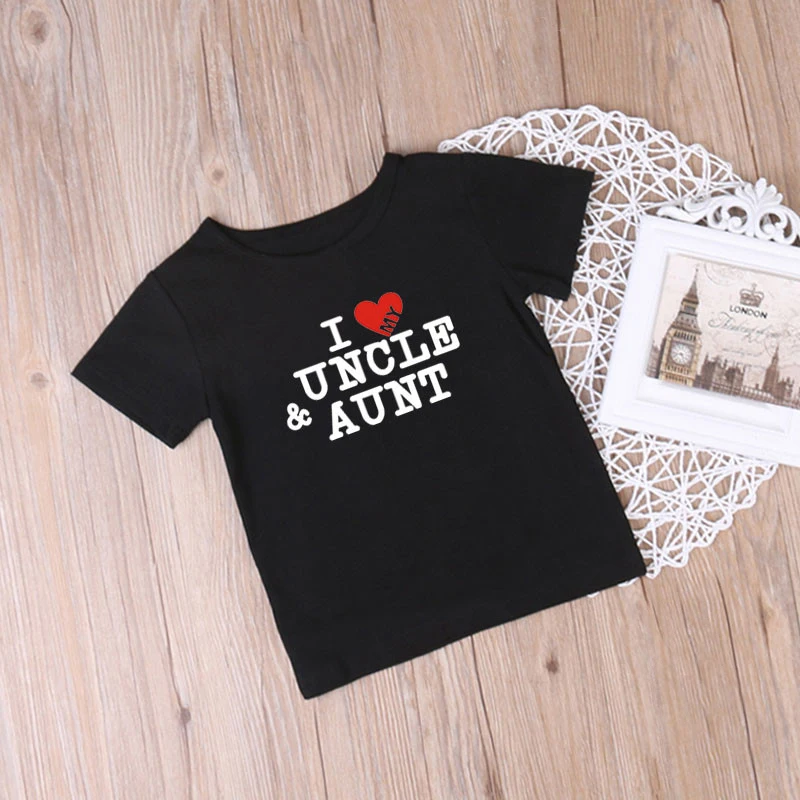 Детская футболка с надписью I Love My Uncle And Aunt летняя хлопковая короткими рукавами и