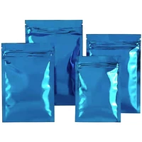100pcs glossy blue mylar foil packing bag heat seal zip lock aluminum foil food storage packing pouches for coffee bean snack