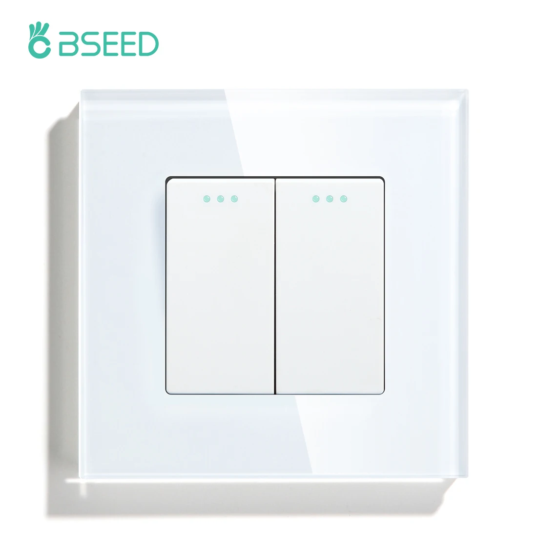 

Bseed EU Russia Standard 2 Gang Button Switch Black White Wall Switches With Crystal Glass Panel 86mm Home Improvement