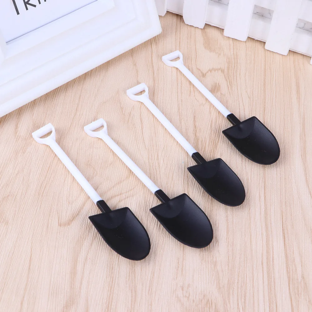 

50pcs Disposable Ice Cream Spoons Plastic Shovel-shaped Dessert Spoons Treat Sticks